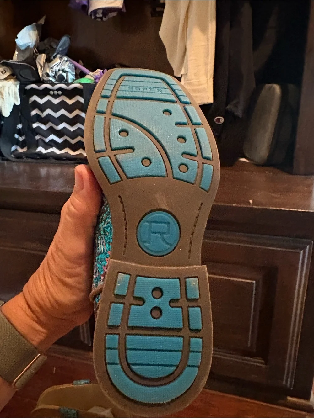 Western-Style Little Kid’s  Boots in Teal Multicolor Embellishment